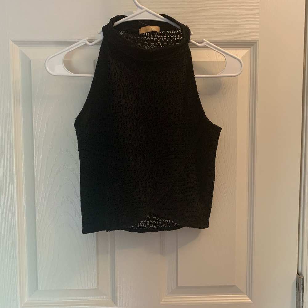 High Neck Lace Crop Top